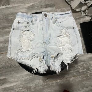 Aeropostale Blue Jean Shorts Distressed High-Waisted